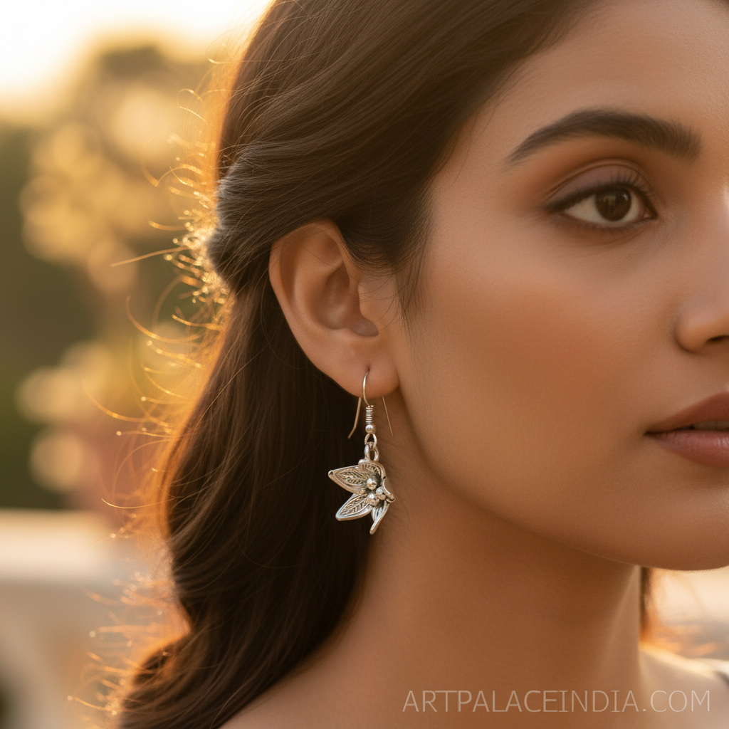 925 silver flower drop earrings | sterling silver jewelry