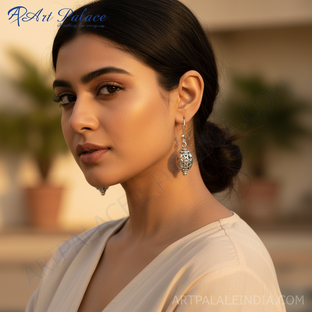 Pendientes colgantes de filigrana de plata 925 | Joyería de uso diario para mujer