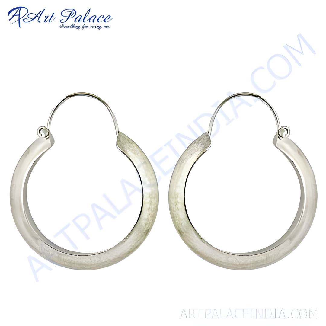 925 sterling silver hoop earrings with a smooth, polished surface, perfect for everyday wear.
