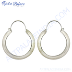 Load image into Gallery viewer, 925 sterling silver hoop earrings with a smooth, polished surface, perfect for everyday wear.
