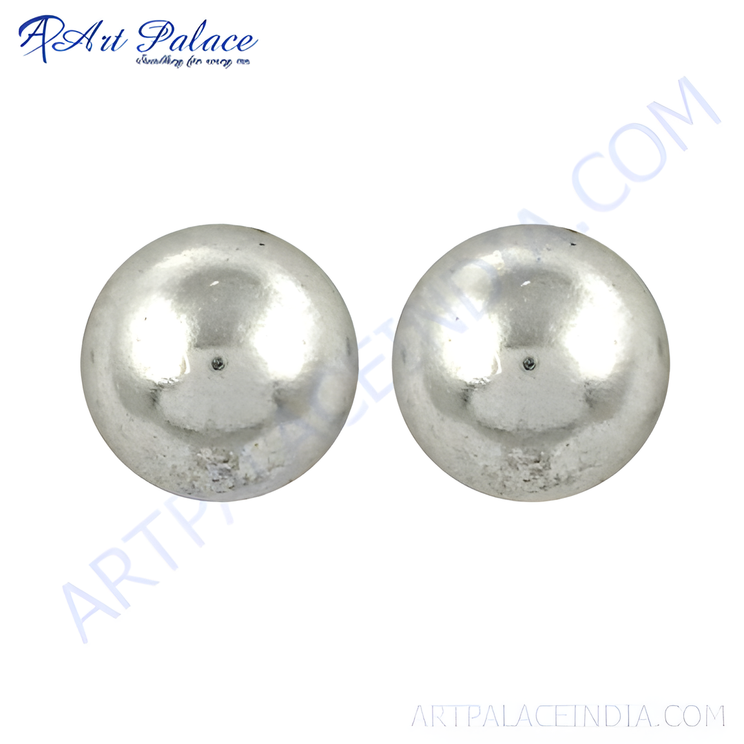 Round silver ball stud earrings for women. Shiny silver earrings for a classic look.