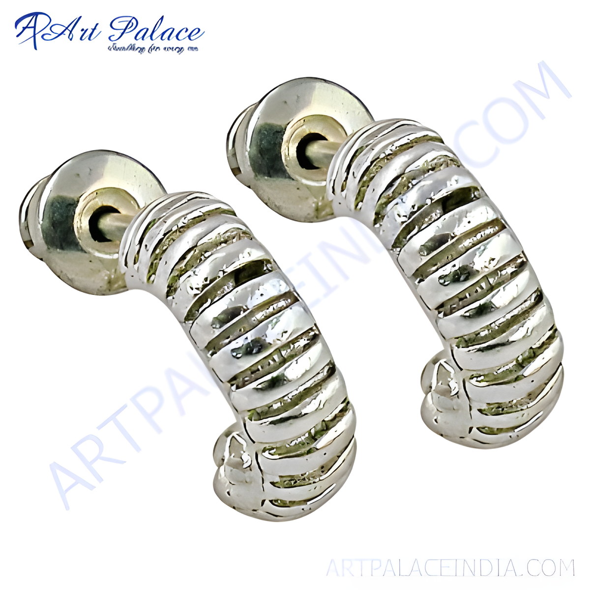 Silver hoop earrings with a twisted design, perfect for women's daily wear