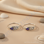 将图像加载到图库查看器中， 925纯银蓝色宝石耳环，女士款 | 日常佩戴
