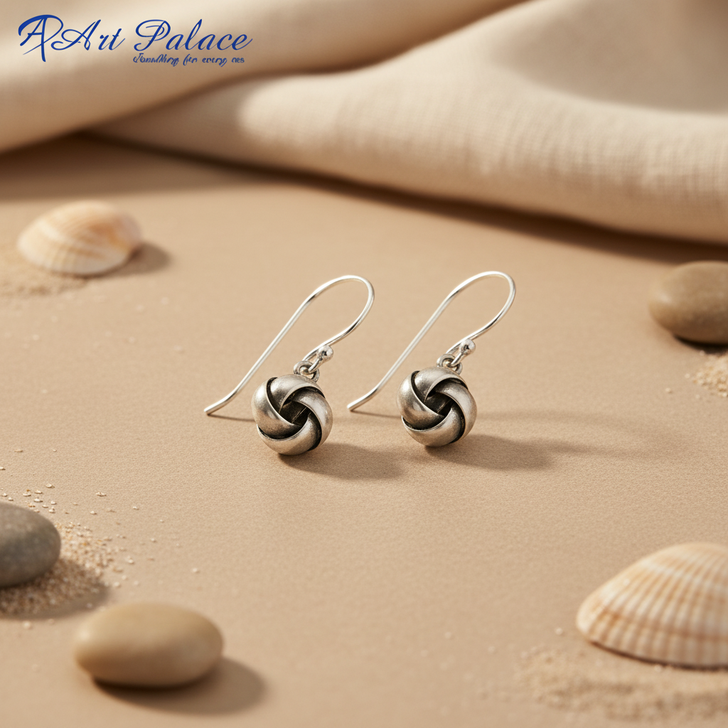 Pendientes de nudo de plata de ley 925 para mujer | joyería delicada