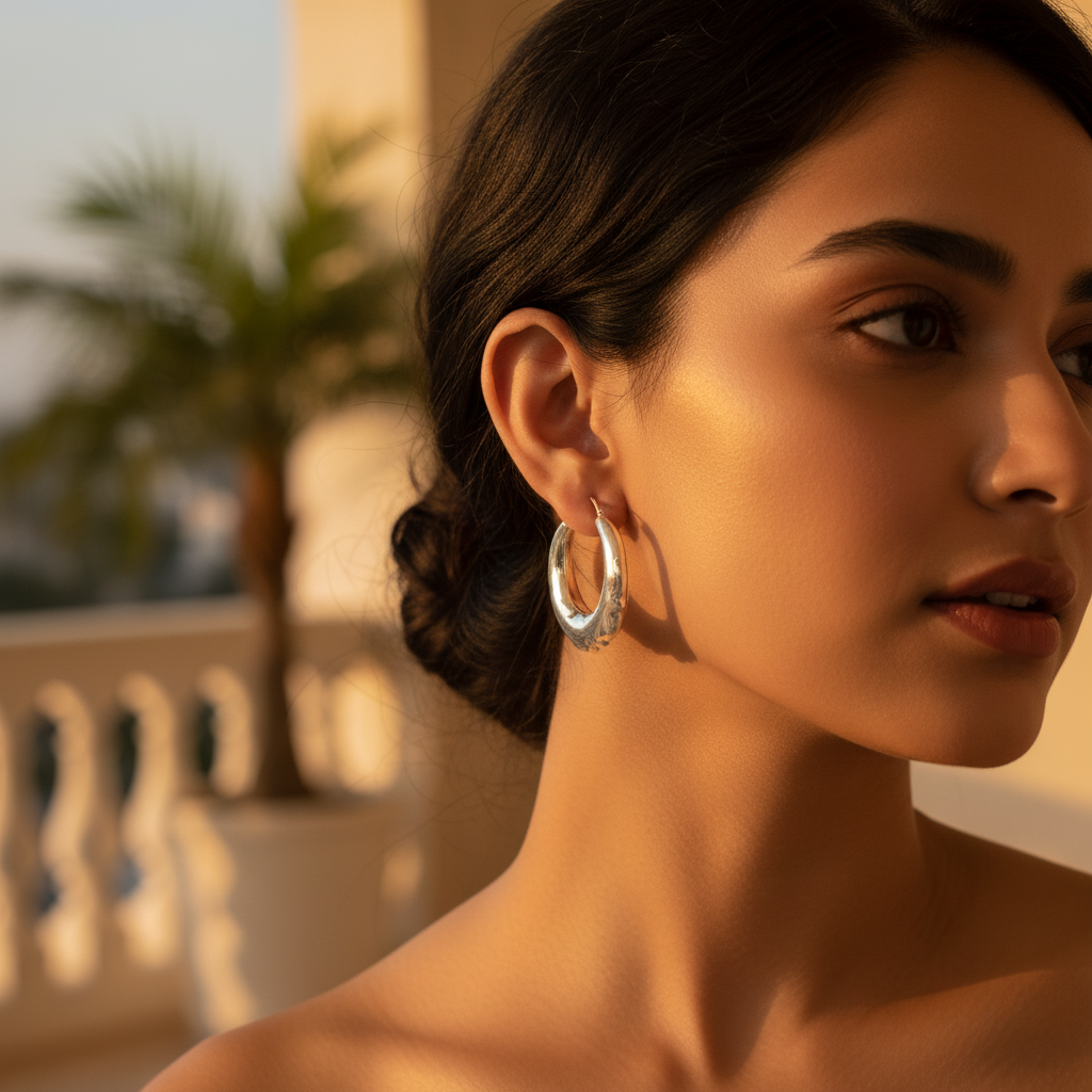 Aros festoneados de plata para mujer | Joyería de uso diario