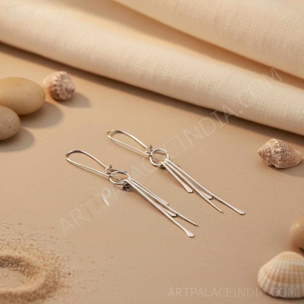 女士银色吊坠耳环 | 时尚简约首饰