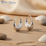 将图像加载到图库查看器中， 银色新月形耳环 | 现代日常佩戴首饰
