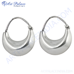 将图像加载到图库查看器中， Sterling silver crescent hoop earrings with a polished finish for women.
