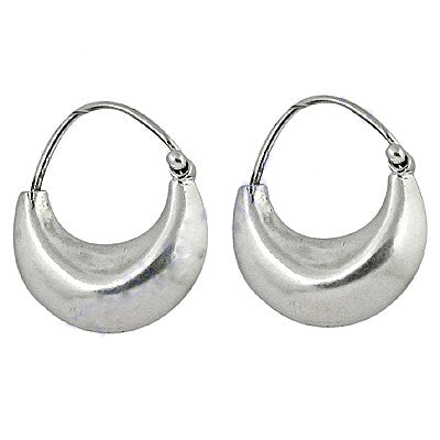 Silver Crescent Hoop Earrings | Modern Daily Wear Jewelry