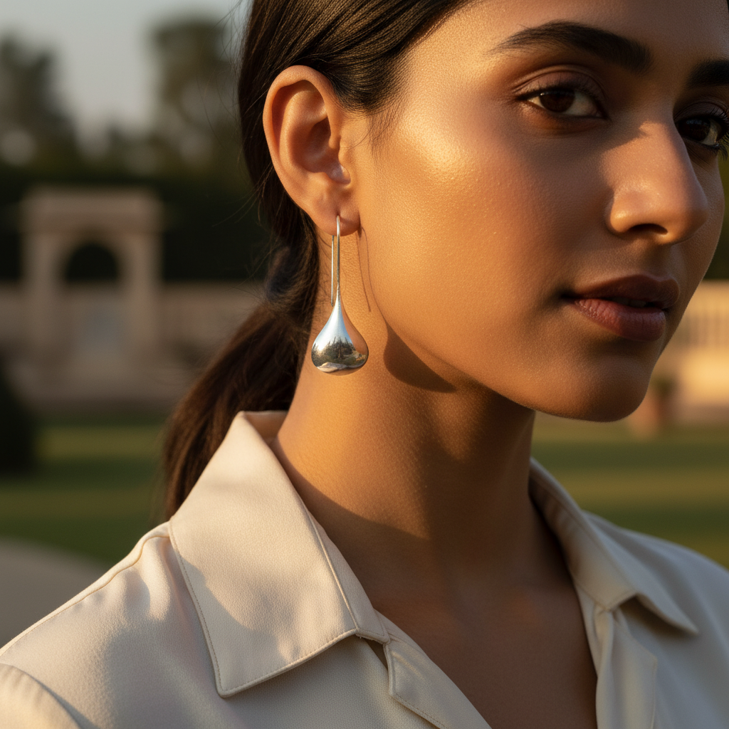 Silver Teardrop Dangle Earrings | Minimalist Silver Earrings for Women