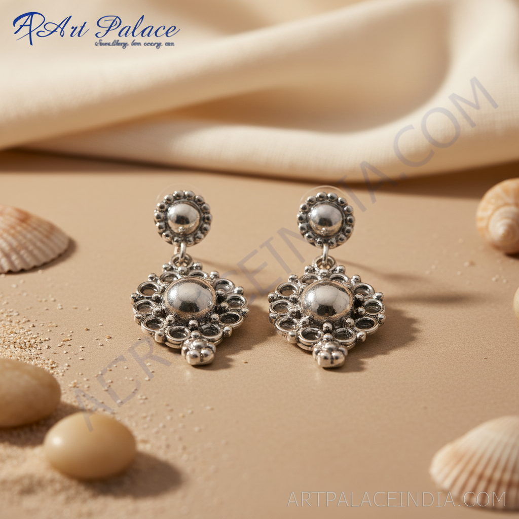 Silver dangle earrings | filigree design for women | gift