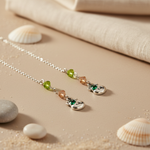 将图像加载到图库查看器中， 925 Silver Cow Charm Earrings | Green Gemstone | For Women
