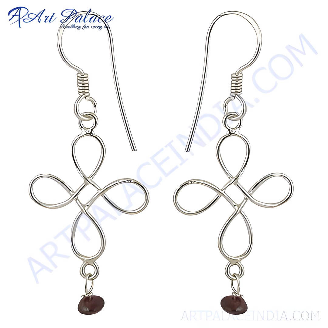 925 sterling silver cross drop earrings with gemstone accents, perfect for women