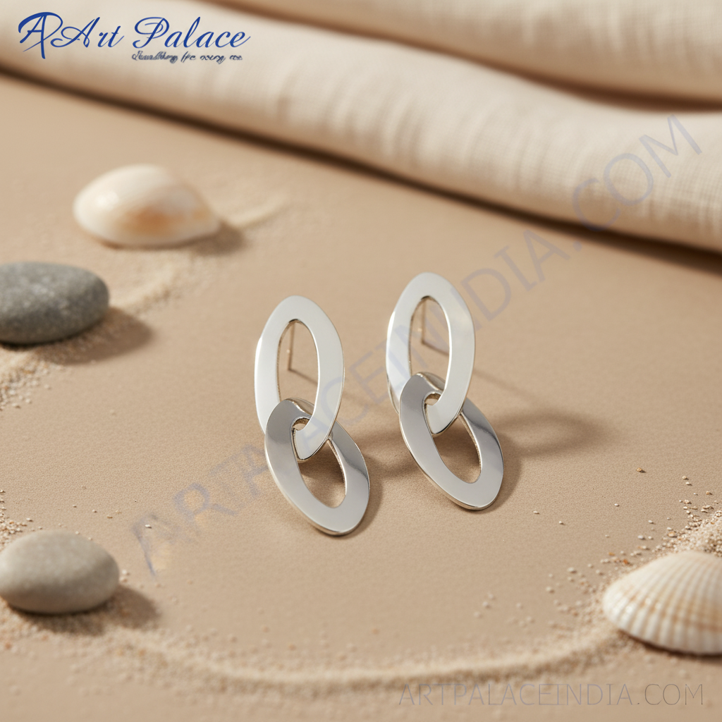 Pendientes de plata con eslabones ovalados para mujer | Joyería llamativa