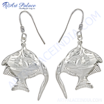 Load image into Gallery viewer, 925 sterling silver fish drop earrings with a detailed design, perfect for women
