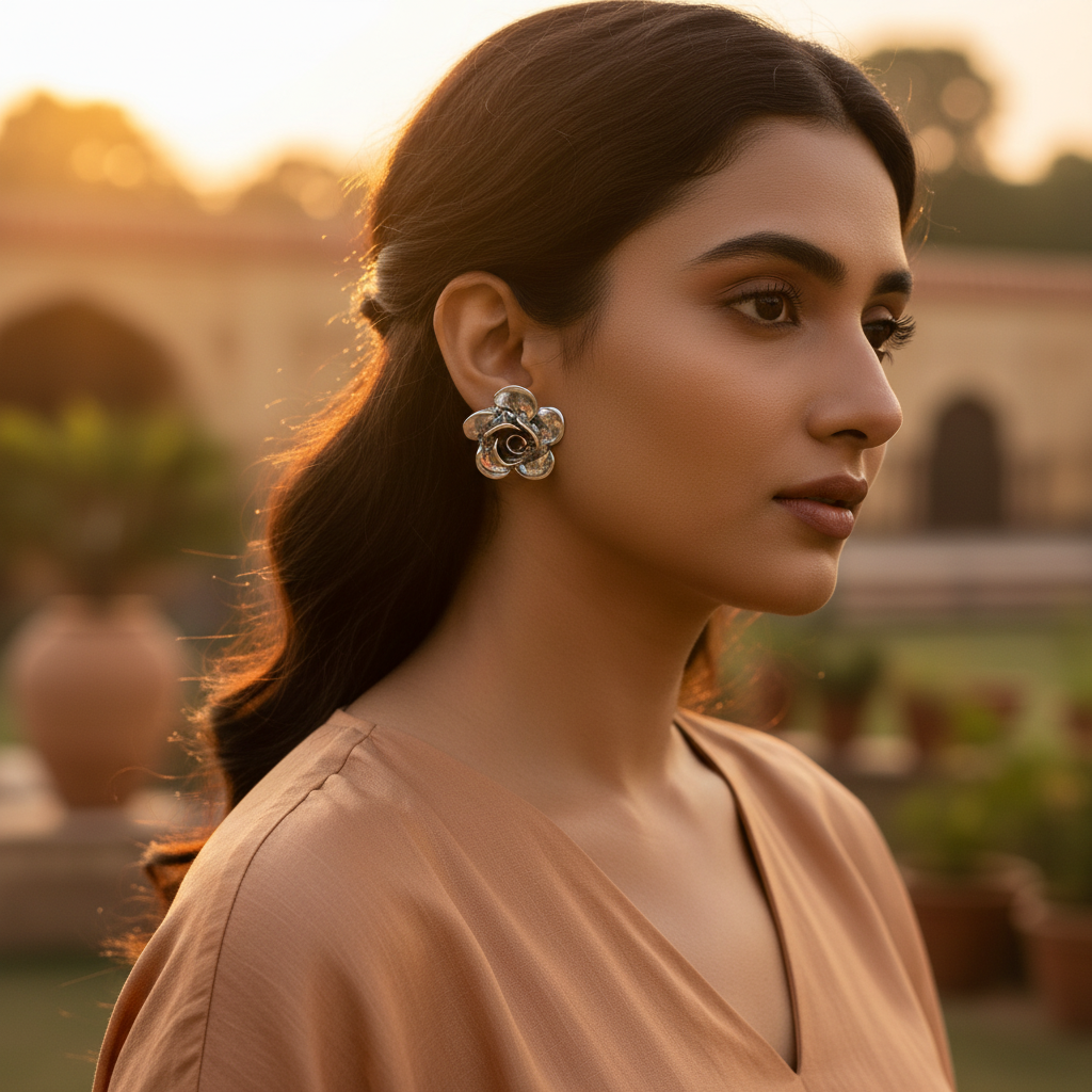 925 silver rose flower stud earrings | women's jewelry gift