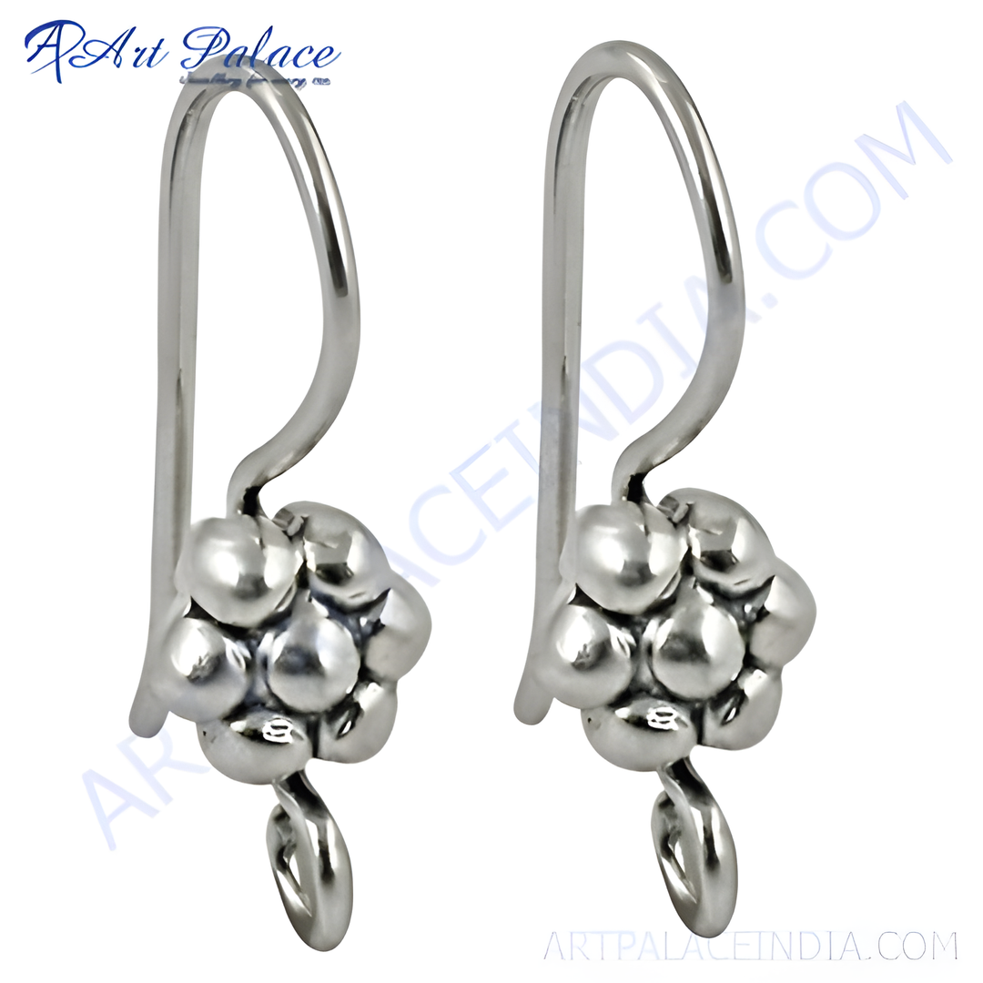 925 sterling silver flower drop earrings with a polished finish, perfect for any occasion.