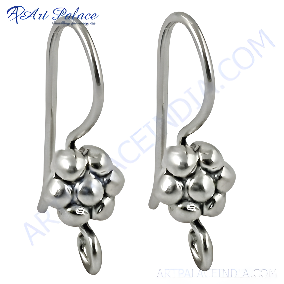 925 sterling silver flower drop earrings with a polished finish, perfect for any occasion