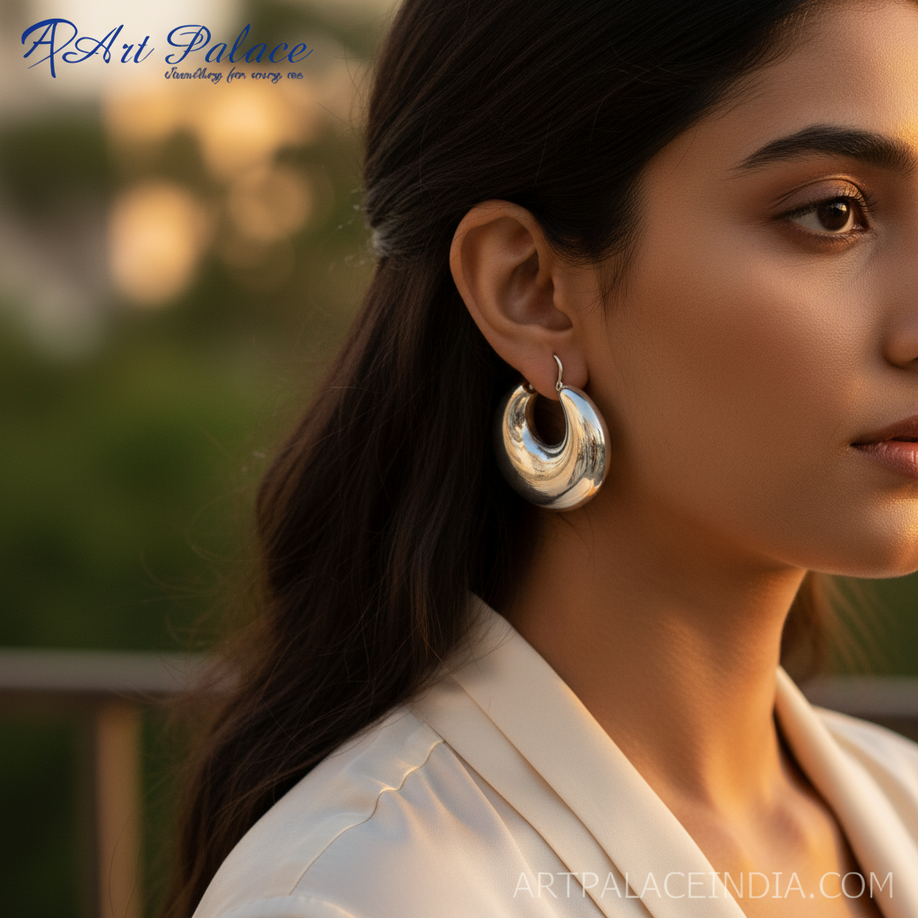 925纯银粗圈耳环，女士款 | 日常佩戴