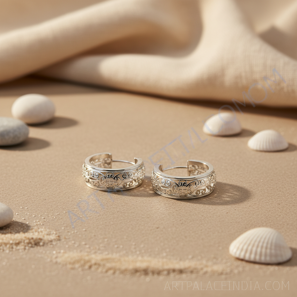 925 silver filigree hoop earrings for women | daily wear gift