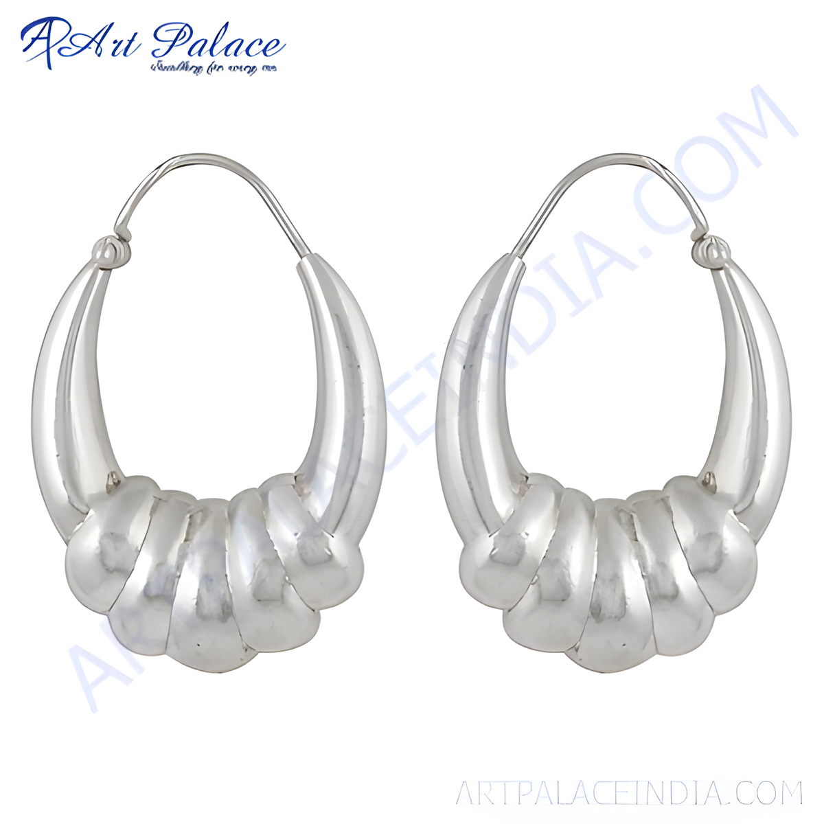 925 sterling silver ribbed hoop earrings on a white background, perfect for women