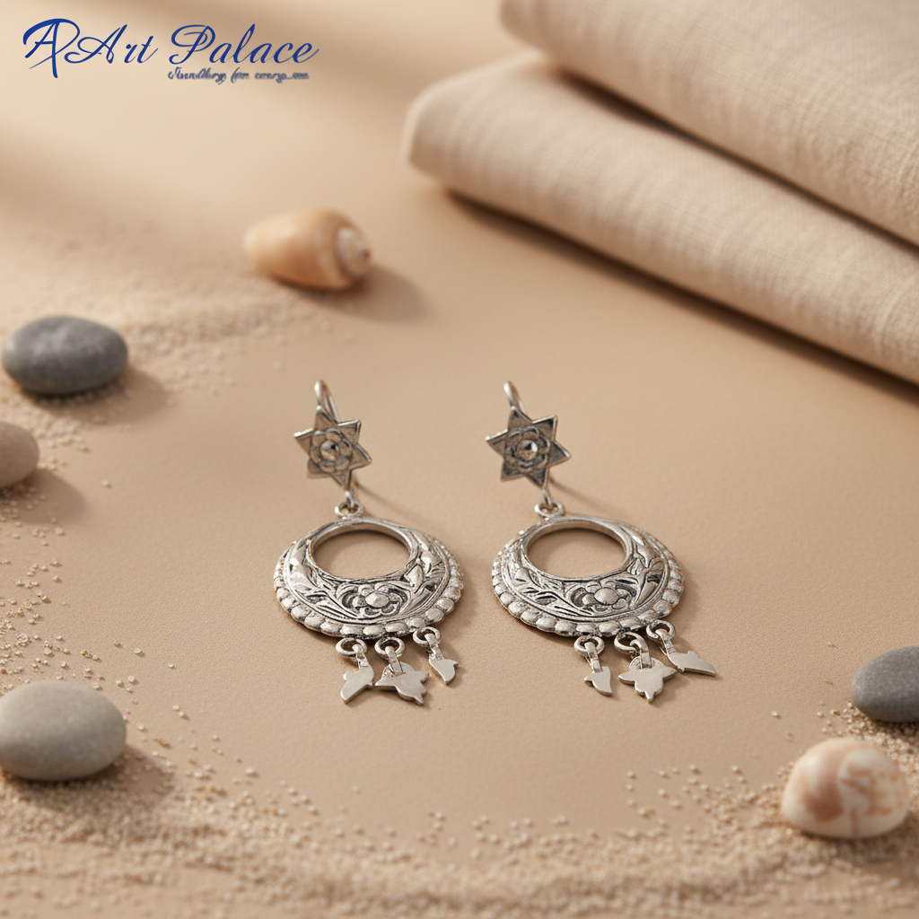 Pendientes colgantes de filigrana de plata 925 para mujer | Diseño floral