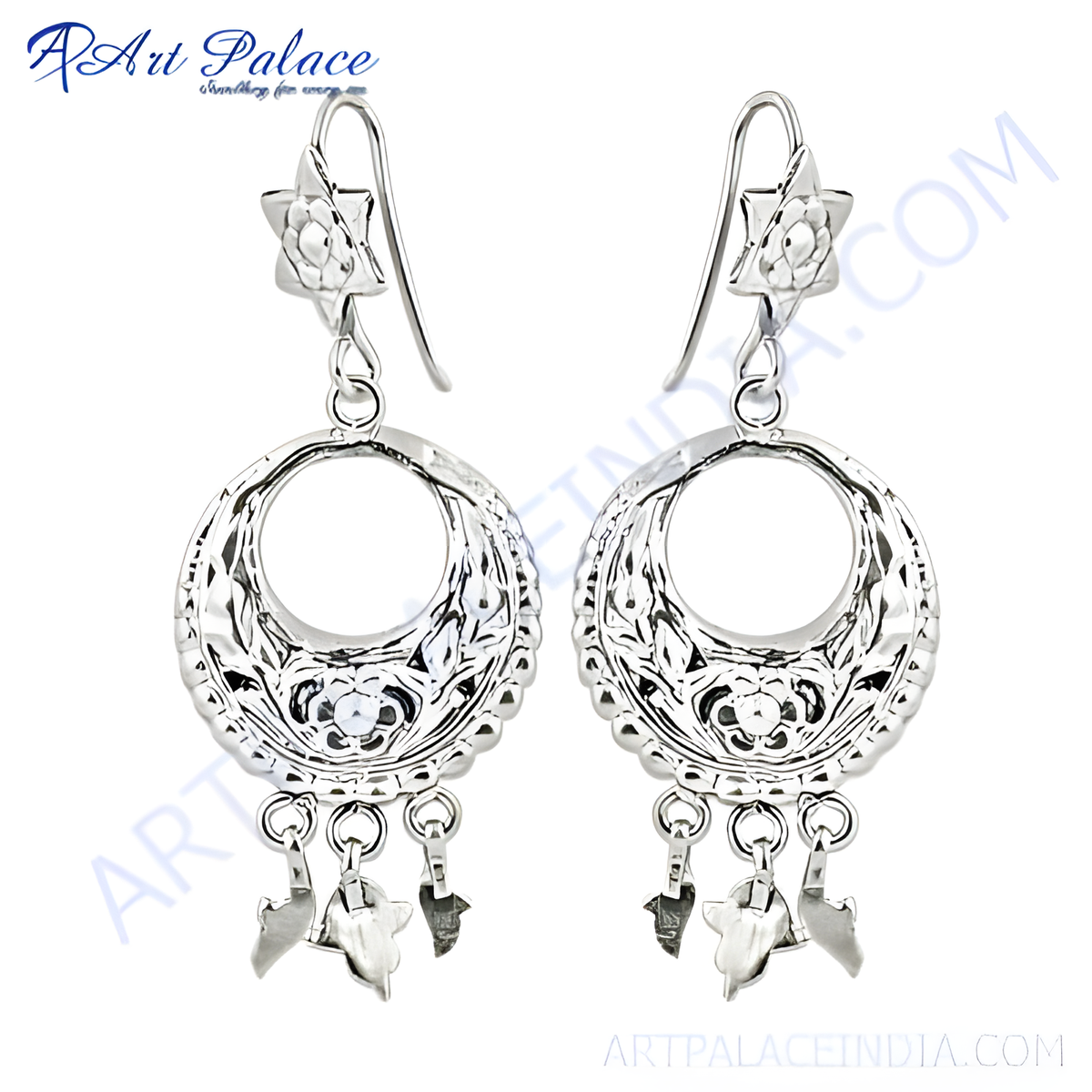 925 sterling silver filigree dangle earrings with floral detailing, elegant and lightweight design