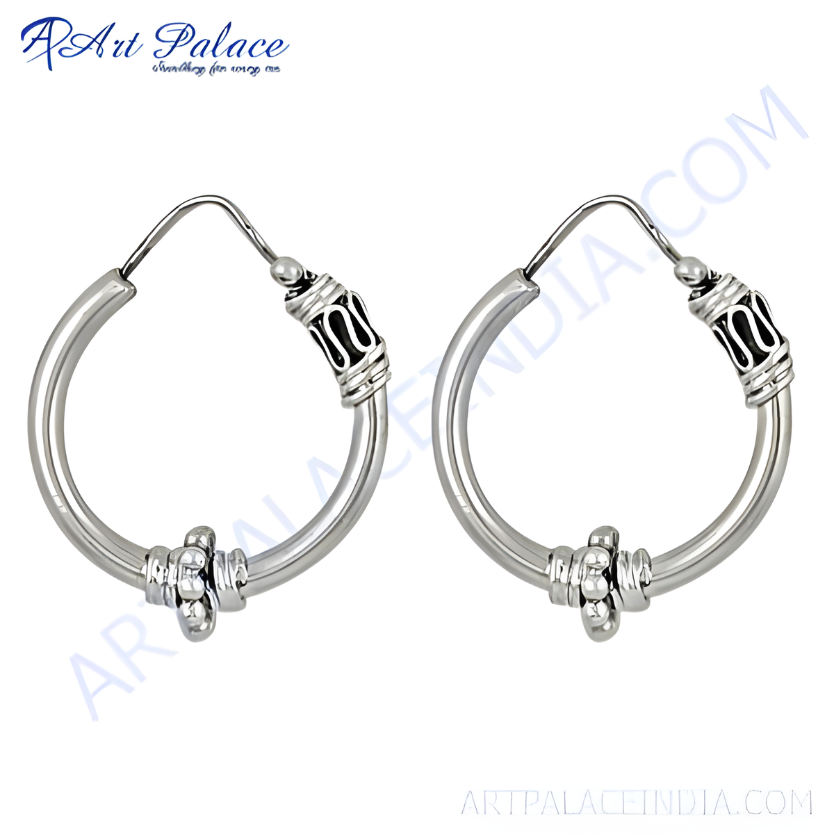 925 sterling silver hoop earrings with decorative accents, perfect for daily wear