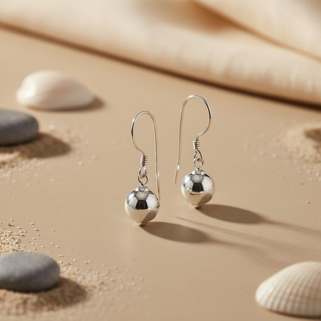 925 sterling silver ball drop earrings for women | dangle earrings