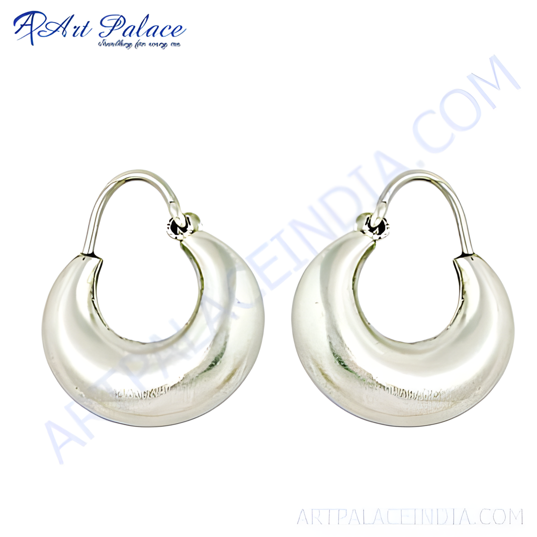 925 sterling silver crescent hoop earrings, perfect for everyday wear and a stylish look.