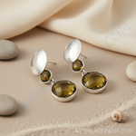 将图像加载到图库查看器中， 925纯银黄水晶水滴耳环（女士款）| 宝石首饰
