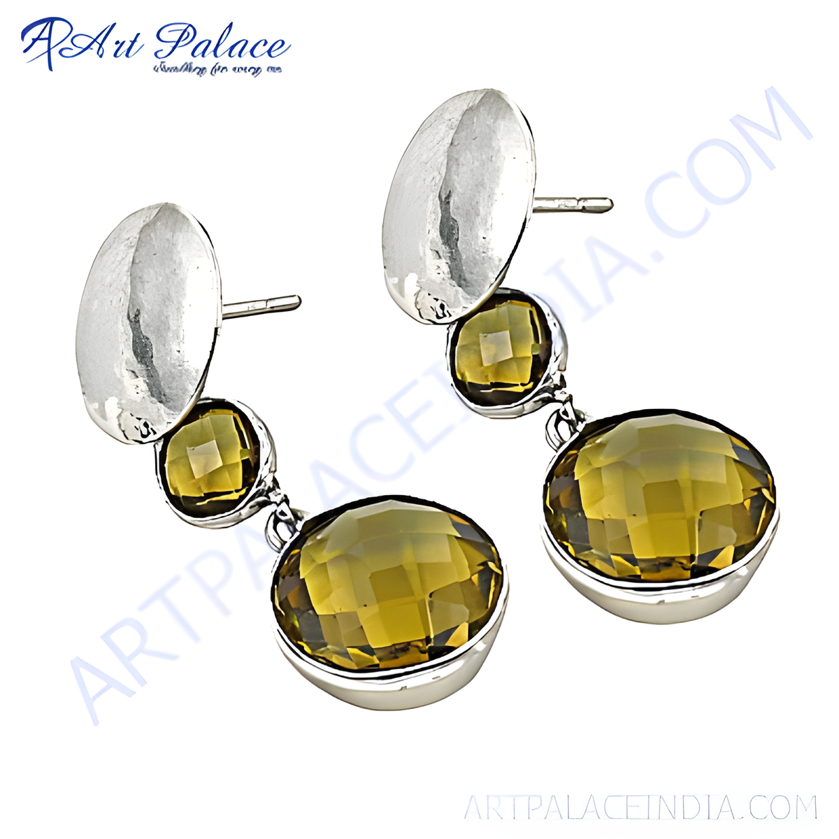 925 sterling silver drop earrings with faceted citrine gemstones, a classic and elegant design