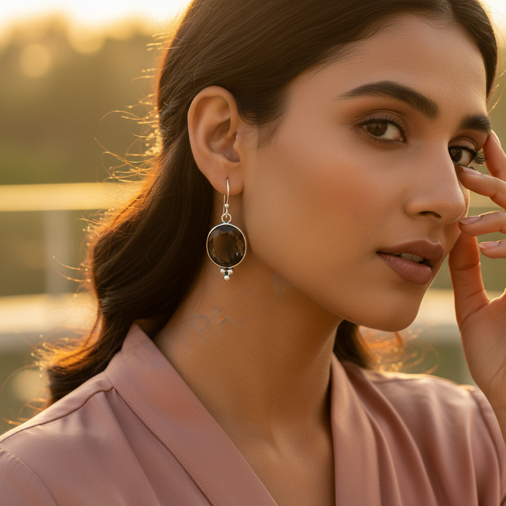 925 Silver Smoky Quartz Earrings for Women | Dangle Earrings