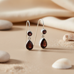 将图像加载到图库查看器中， 925 Silver Garnet Teardrop Earrings for Women | Gemstone Jewelry
