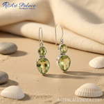 Load image into Gallery viewer, 925 Silver Peridot Drop Earrings for Women | Gemstone Jewelry
