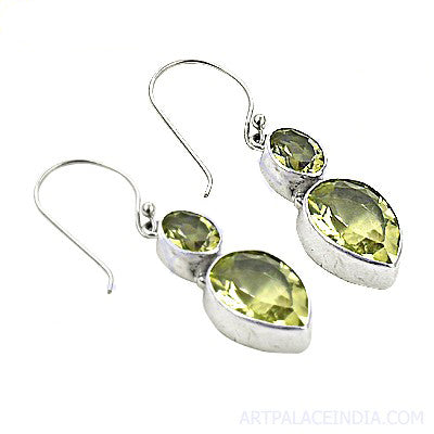 925 Silver Peridot Drop Earrings for Women | Gemstone Jewelry