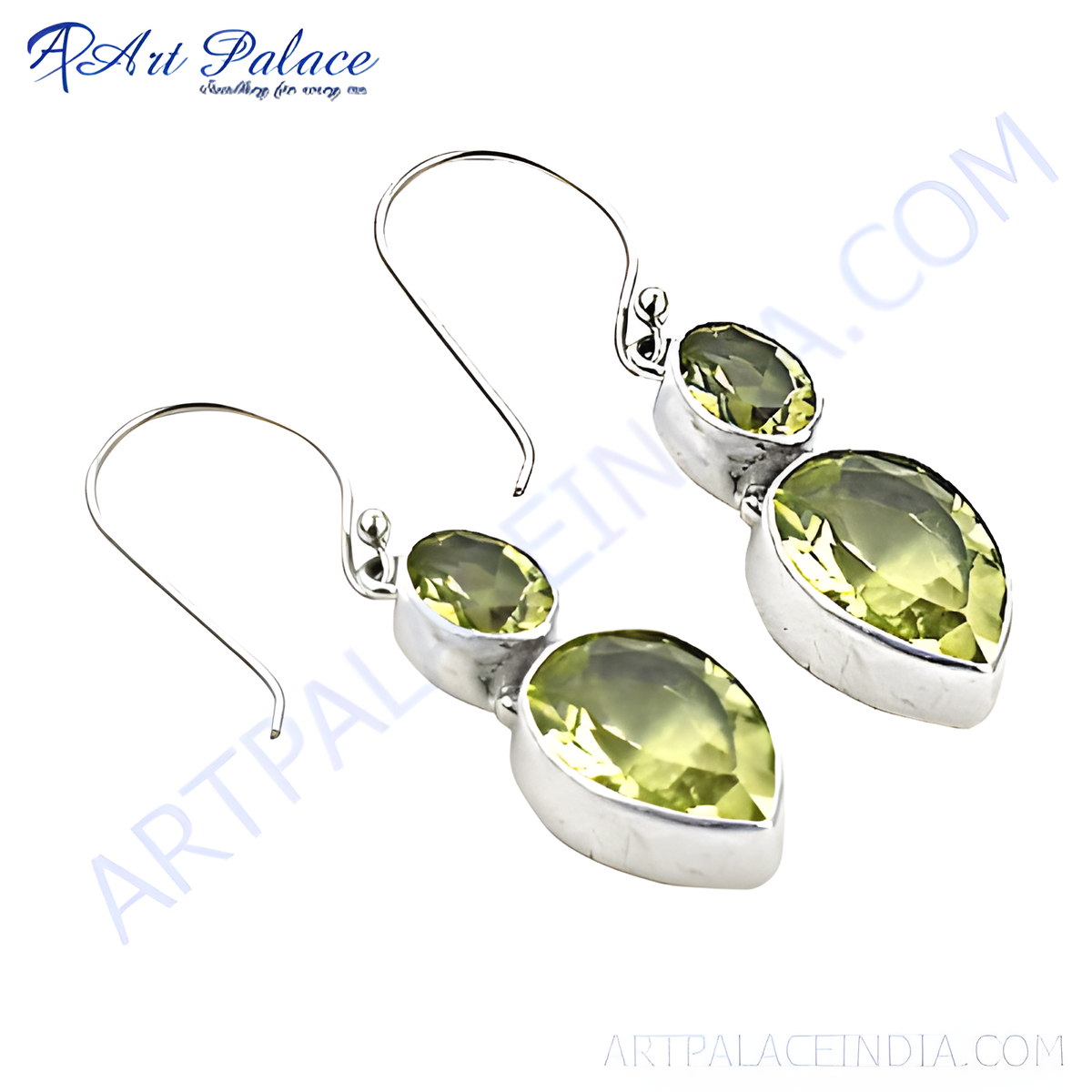 925 sterling silver drop earrings with pear shaped peridot gemstones, a beautiful and elegant piece of jewelry