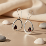 将图像加载到图库查看器中， 925 Silver Garnet Teardrop Earrings for Women | Gift Jewelry
