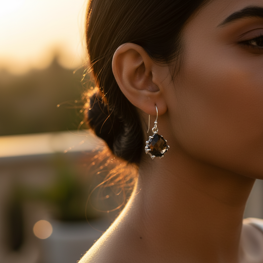925 Silver Smoky Quartz Earrings for Women | Dangle Earrings