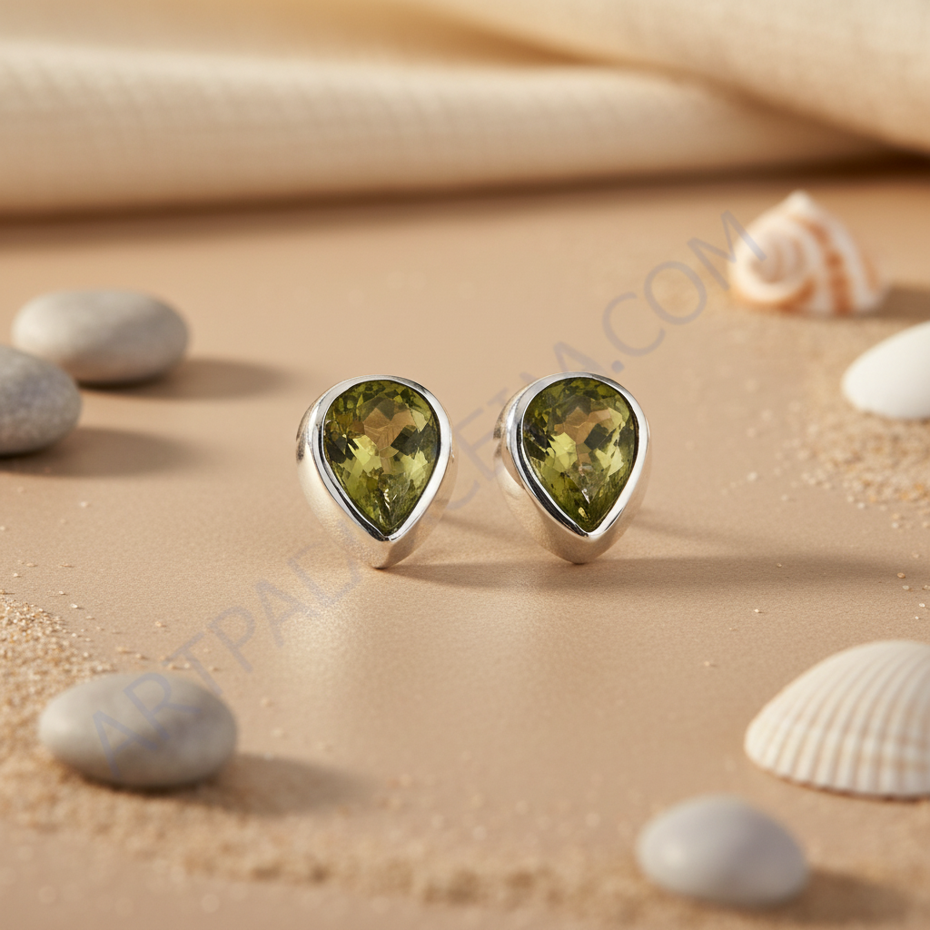 925 Silver Peridot Stud Earrings for Women | Teardrop Jewelry
