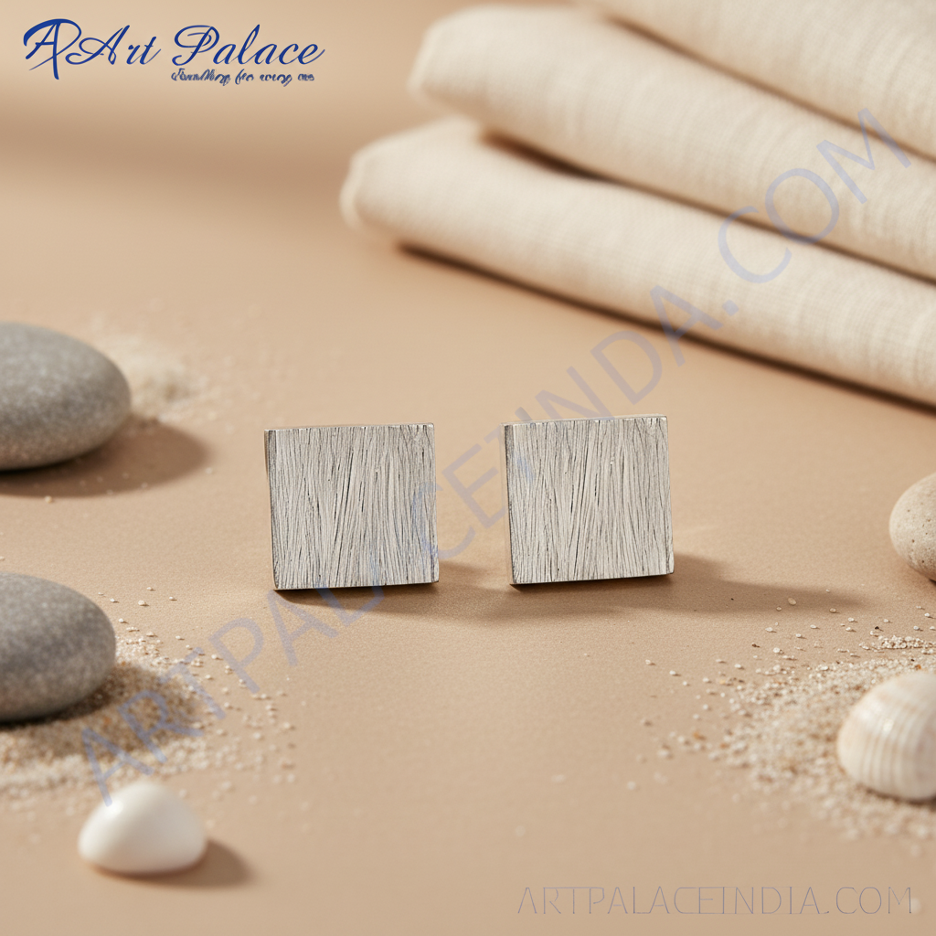 Silver Square Stud Earrings for Women | Minimalist Jewelry