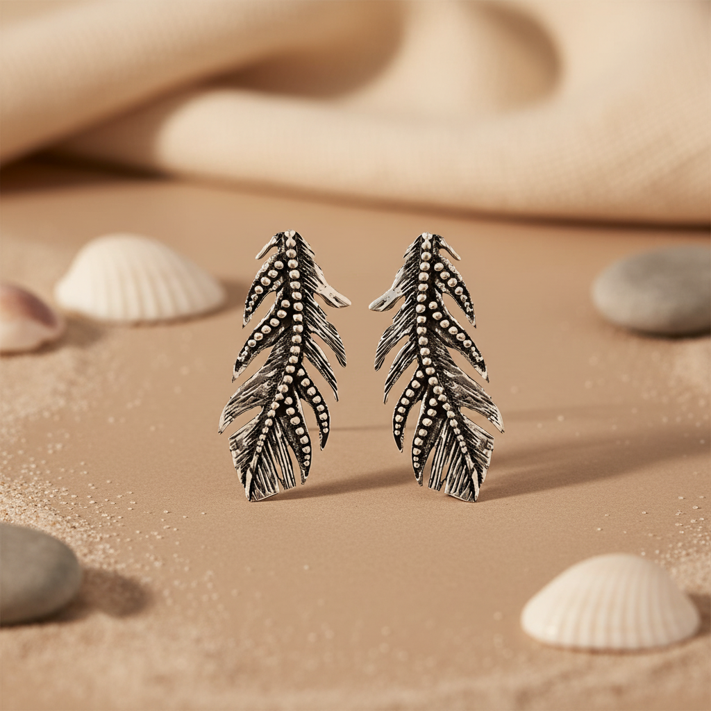 Silver feather earrings | dangle earrings for women | gift