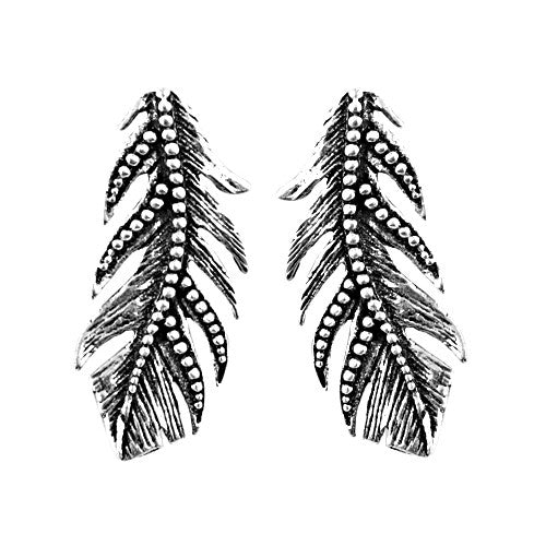 Silver Feather Earrings | Dangle Earrings for Women | Gift