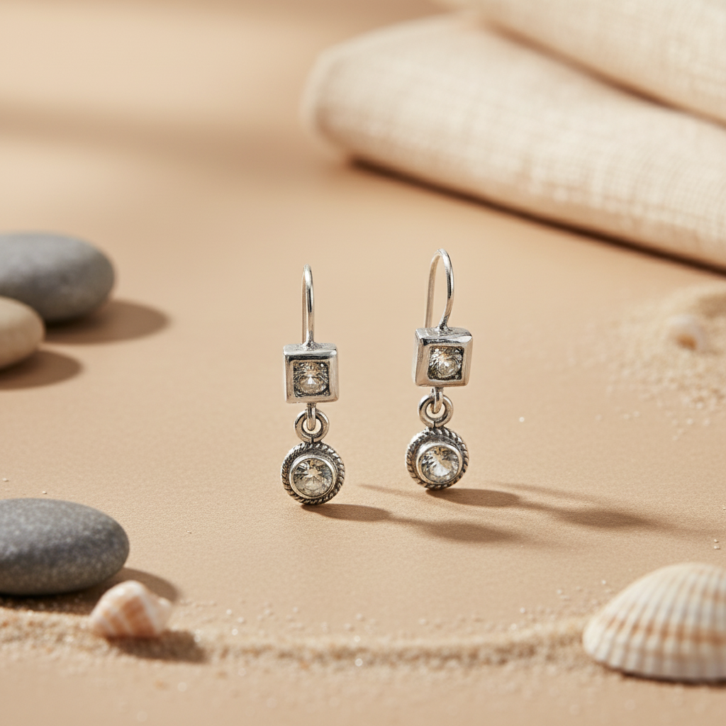 925 Silver White Topaz Drop Earrings for Women | Dangle Jewelry