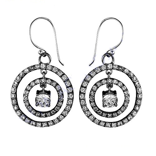 Silver Cubic Zirconia Circle Drop Earrings for Women | Gift