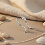 将图像加载到图库查看器中， Silver Cubic Zirconia Curved Earrings for Women | Dainty Jewelry
