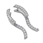 Load image into Gallery viewer, Silver Cubic Zirconia Curved Earrings for Women | Dainty Jewelry
