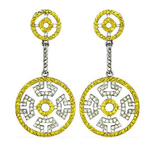 Yellow Sapphire & Silver Dangle Earrings for Women | Statement Jewelry