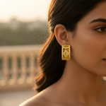 Load image into Gallery viewer, Gold Filigree Hoop Earrings with Cubic Zirconia | Women&#39;s Jewelry
