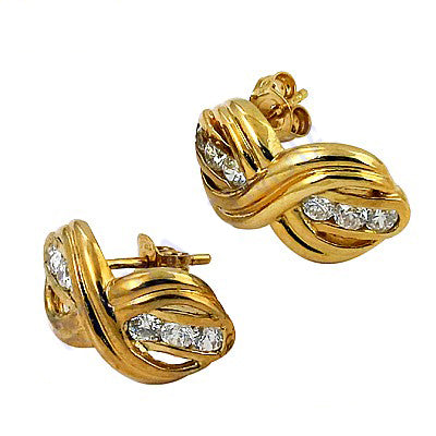 gold plating Stud Earrings with Diamonds | Luxury Jewelry for Women